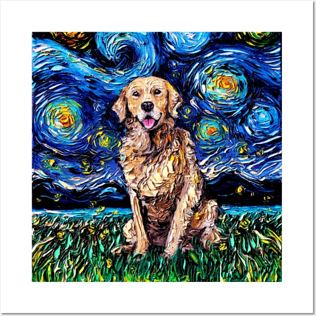 Golden Retriever Night Wall Art by sagittariusgallery